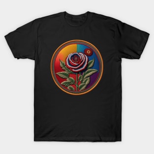 Dead-inspired Rose Embroidered Patch T-Shirt